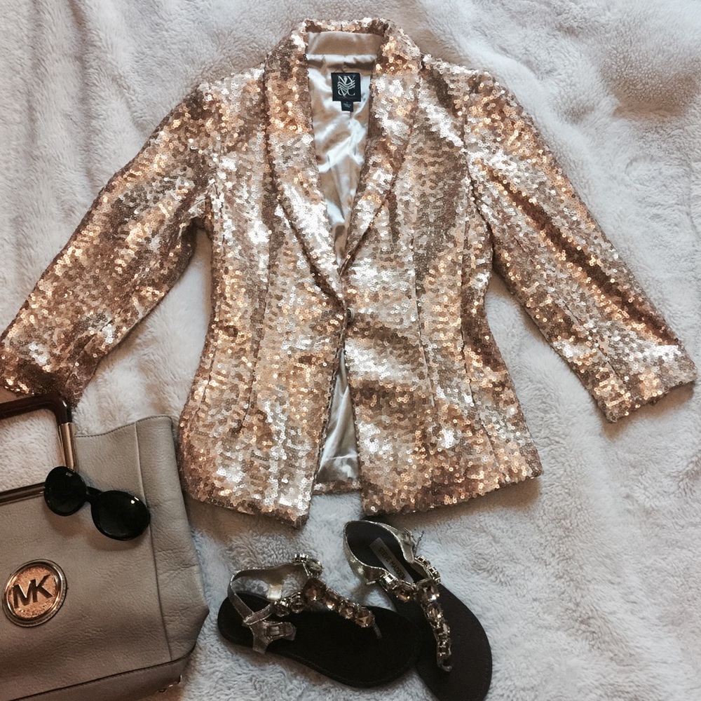 New York and Company Sequin Gold Blazer Jacket
